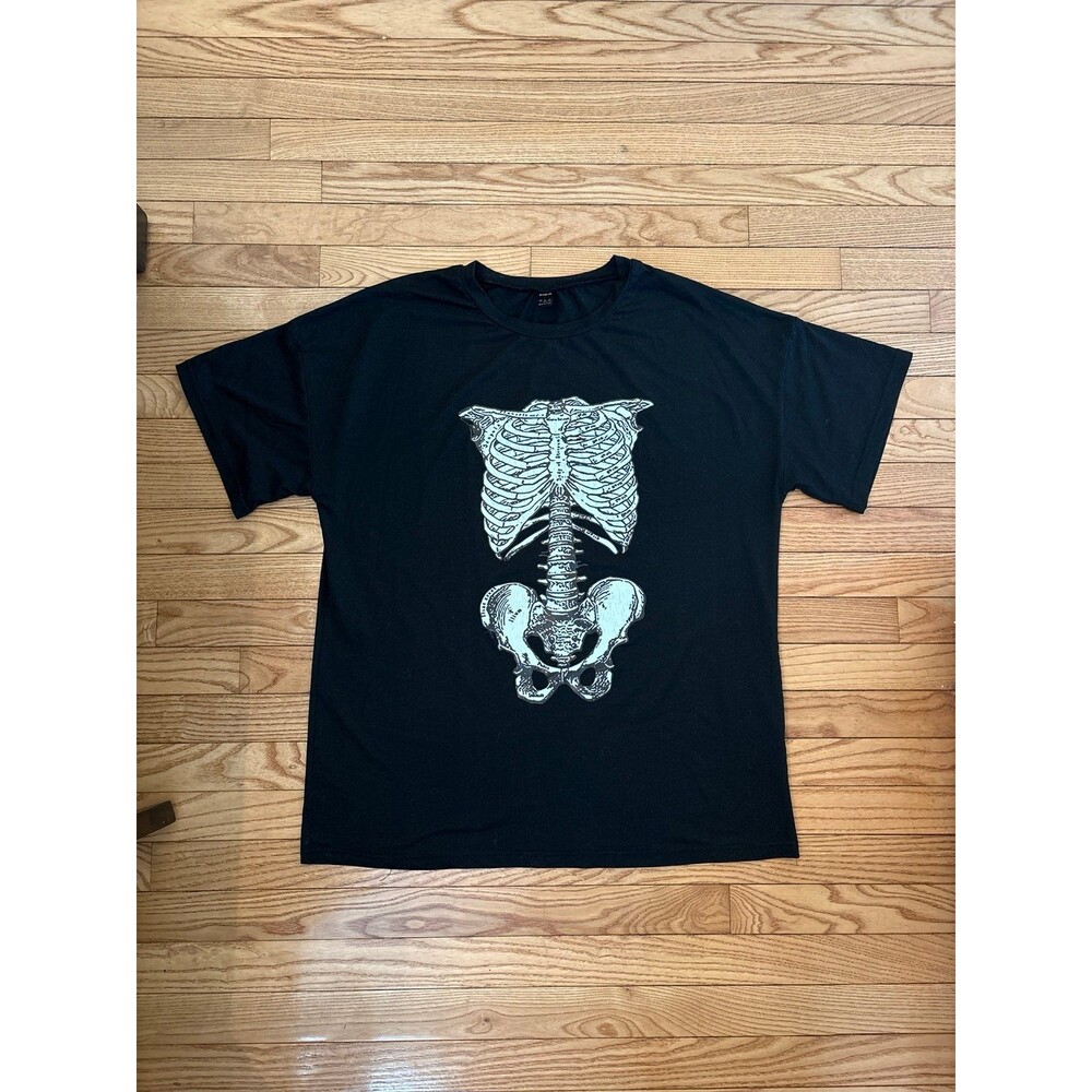 Mens skeleton graphic tshirt top skull bones black white womens girls boys